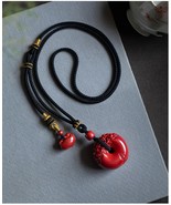  Feng Shui Necklace Red Cinnabar Pi Xiu Pixiu Pendant Necklace for Wealth  - $51.97 CAD