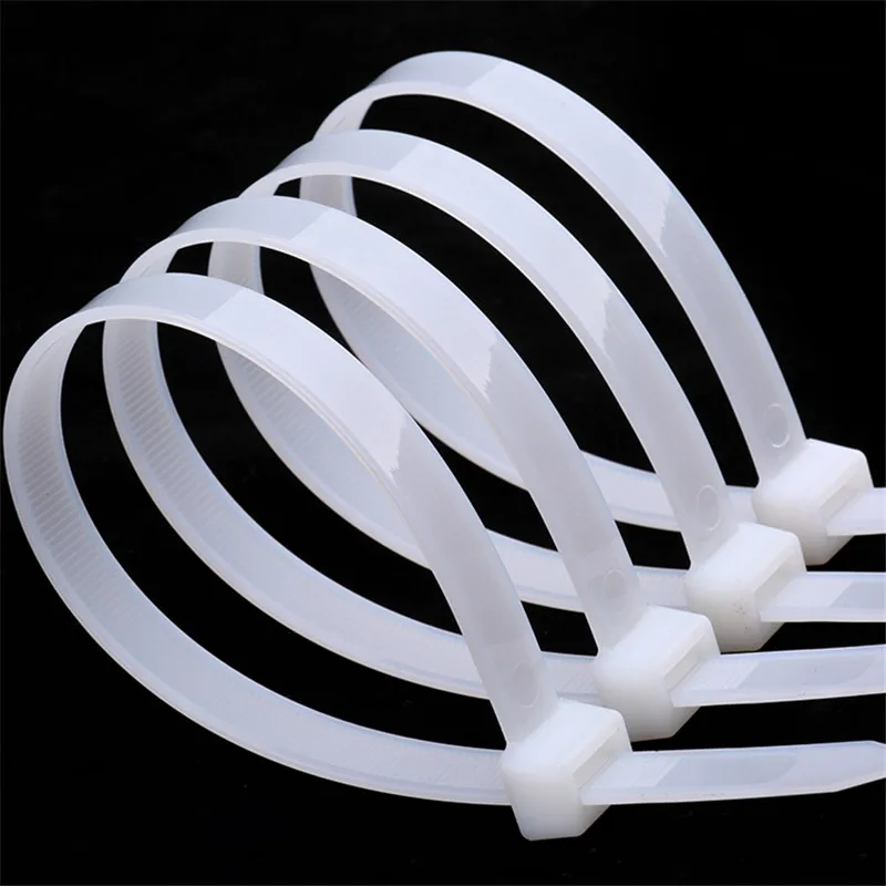 Lf locking plastic nylon tie 100 pcs black and white cable tie fastening ring cable tie thumb200