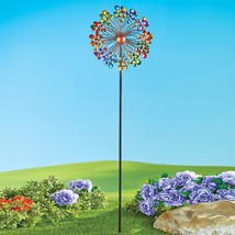 Vibrant Double-Sided Rainbow Colored Spinner with Stake - Seasonal Outdoor Decor - £42.46 GBP
