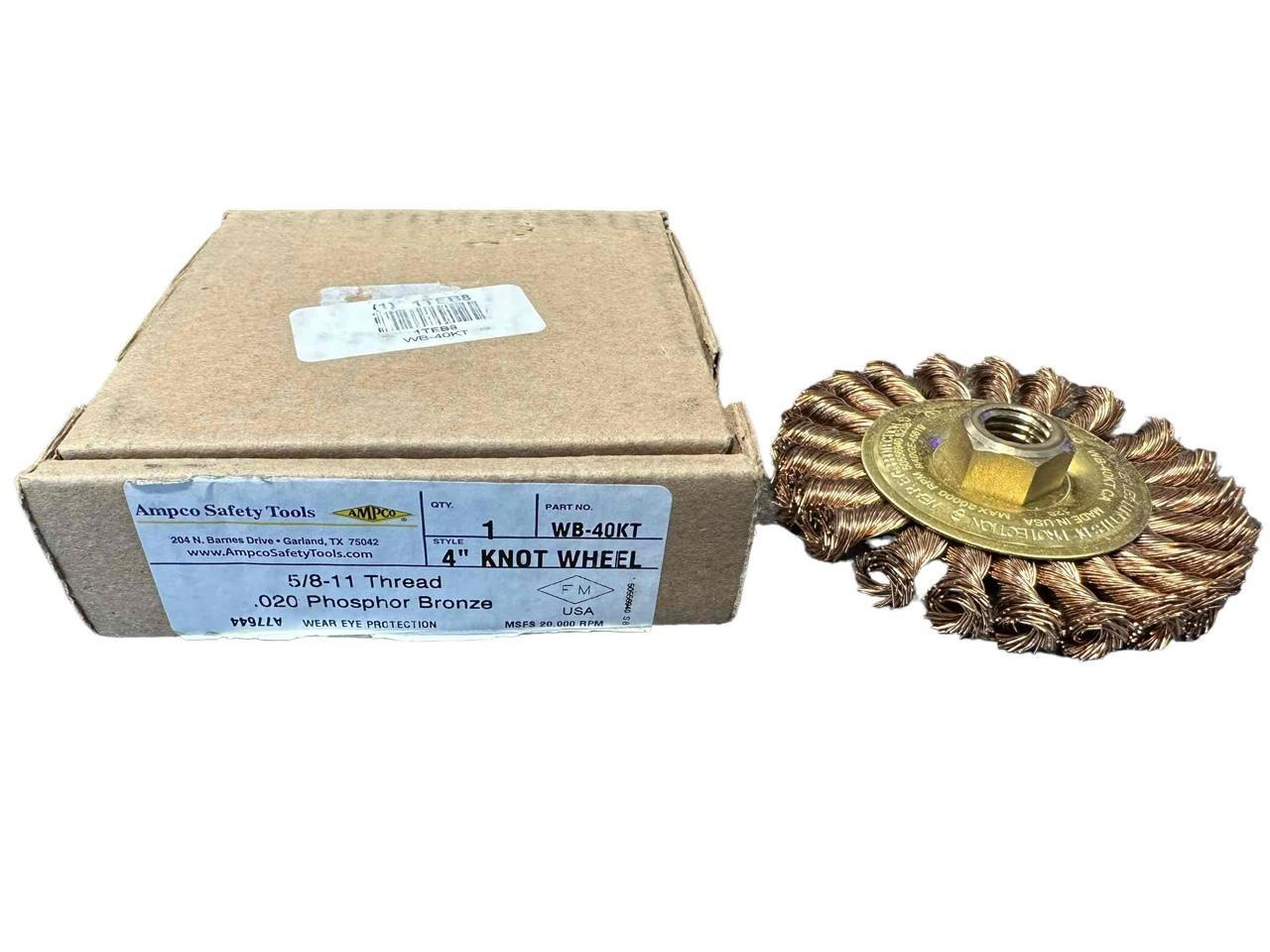 Primary image for NEW Ampco 5/8-11 Thread .020 Phosphor Bronze WB-40KT 4" Knot Wire Wheel Brush