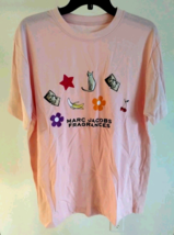 Marc Jacobs Fragrances Logo Graphic Pink T Shirt Cat Flower Star New - $24.74