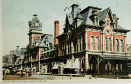 1913 Union Station Kansas City Missouri Locomotive Train Station Postcard - £8.54 GBP