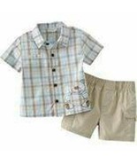 Boys Polo Shirt Shorts Summer 2 Pc Set First Moments Brown Bear-size 0/3... - £5.12 GBP