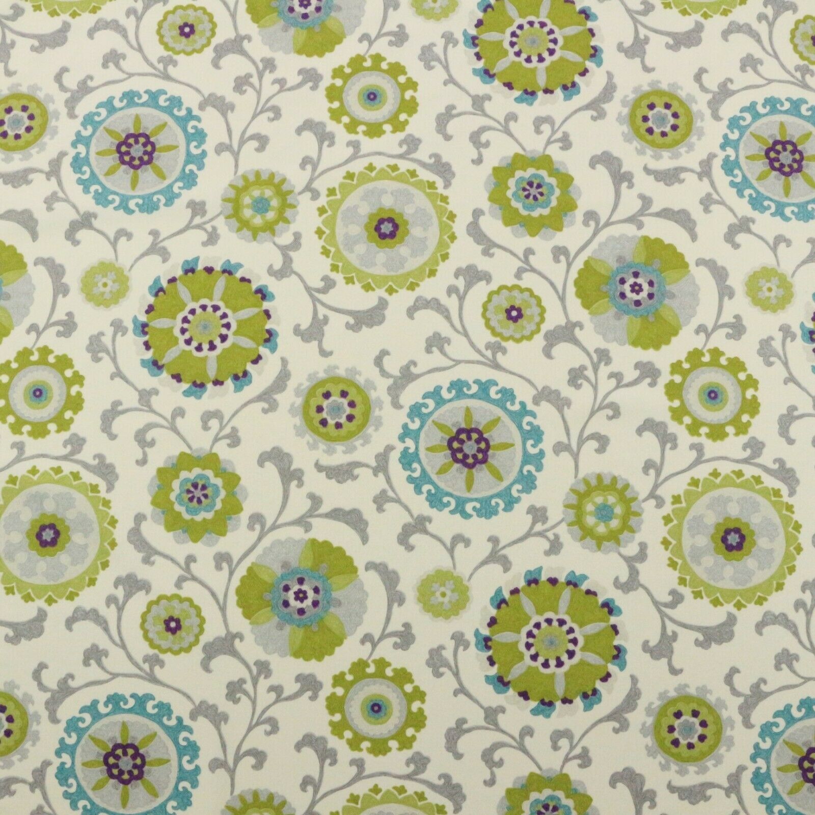 Primary image for P KAUFMANN ELGIN CRESCENT PEAPOD GREEN FLORAL SUZANI COTTON FABRIC BY YARD 54"W