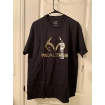 Real Tree Men&#39;s Graphic Print T-Shirt Size M Black Camouflage - $23.28