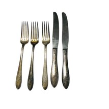 Oneida Community Tudor Plate Queen Bess 1946 3 Dinner Forks 2 Dinner Knife Lot - £19.69 GBP