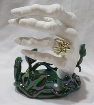Bath &amp; Body Works Foaming SOAP Holder green white gold Resin HAND w/ SPIDER RING - £41.82 GBP