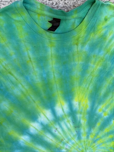 NEW Gilden Men’s Lime Green Blue Spiral Ice Tie Dye Short Sleeve Shirt Medium Item image 7