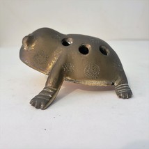 Vintage Brass Frog 4.5&quot; made in China Holes on Top &amp; Bottom, perhaps for Flowers - £10.41 GBP