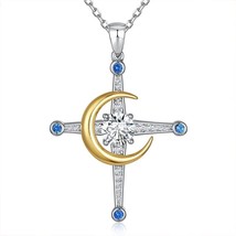 Star-Moon Necklaces for Women with 925 Sterling Silver and 14K Gold-Plated - £20.58 GBP
