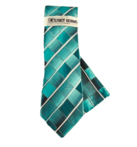 Stacy Adams Men&#39;s Tie Hanky Set Turquoise Teal Silver Charcoal Plaids 3.... - £15.72 GBP