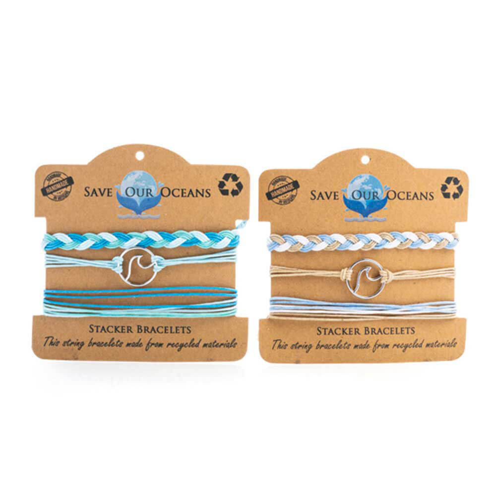 Handmade Stacker Bracelet (Set of 3) - Save Our Oceans - $15.88