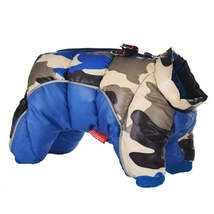 Autumn/Winter Dog Warm Cotton Jacket Pet Clothes, Color: Dark Blue 4 Legs(26) - £15.01 GBP