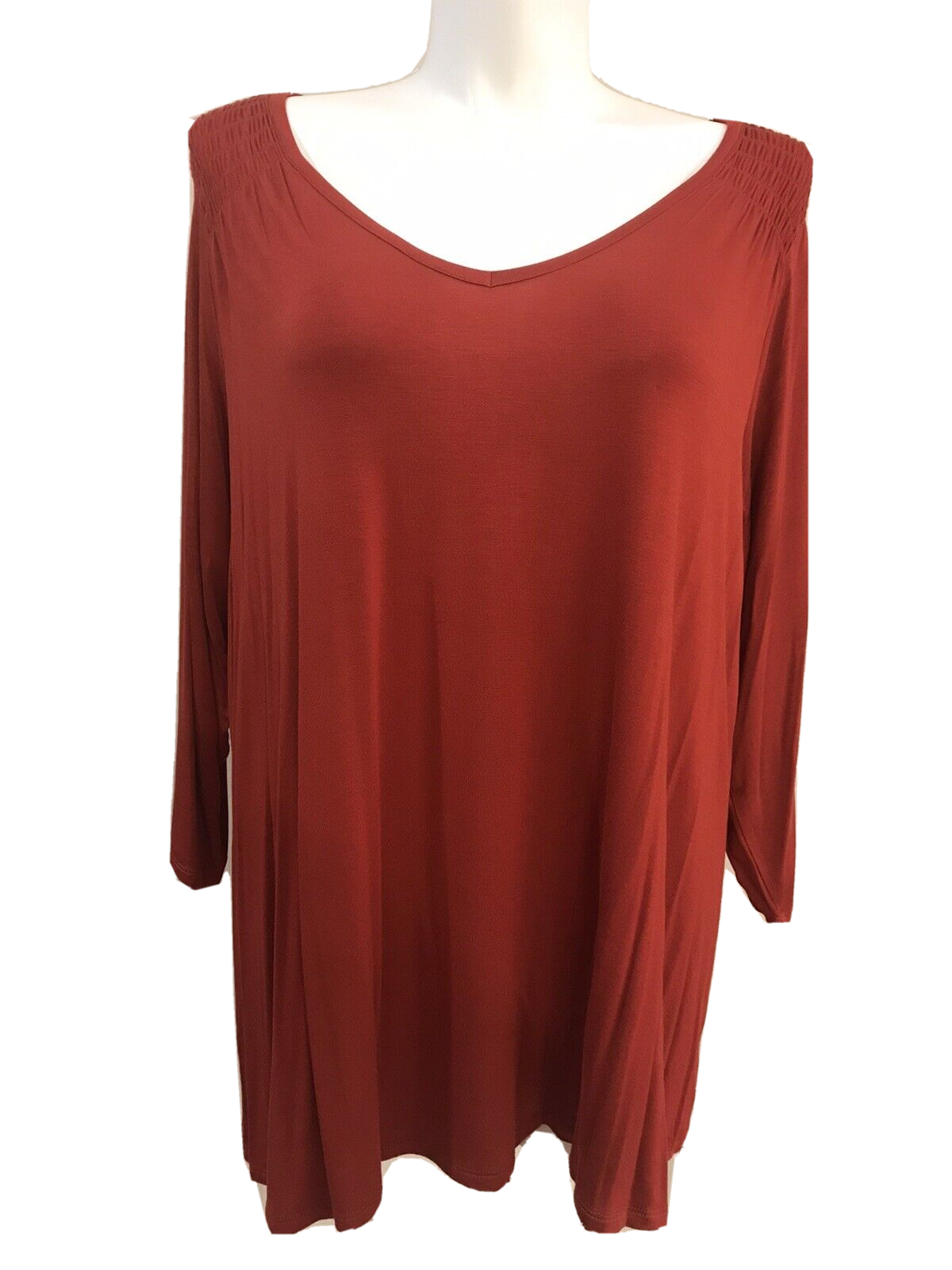 Retrology Dressbarn Womens Size 2X 3/4 Long Sleeve Burnt Orange Top Shir... - $19.32