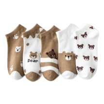 5 Pairs of Cartoon Bear Low Cut Ankle Socks Breathable Stockings Hosiery... - £12.97 GBP