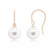 Angara Natural 8mm Freshwater Pearl Drop Earrings in 14K Rose Gold for Women - £162.56 GBP