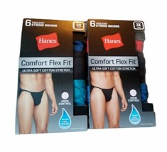 Hanes men Tagless String Bikinis Comfort Flex Fit 6 pair lot x 2 Packages 3XL - £70.43 GBP