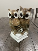 Vintage Owls Gerold Porzellan West Germany Brown Glass Eyes Porcelain - $29.69