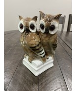 Vintage Owls Gerold Porzellan West Germany Brown Glass Eyes Porcelain - $29.69