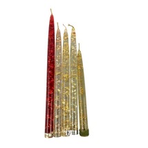 VTG Lot of 5 Acrylic Lucite Taper Candles Red Clear Gold Flecks Flakes MCM - $53.99