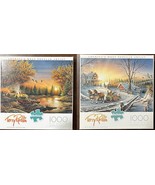 2x Terry Redlin 1000 Pc Puzzles: PLEASURES OF WINTER &amp; EVENING SOLITUDE ... - $225.74 MXN
