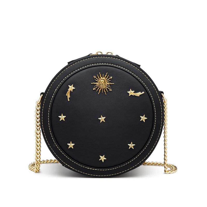 2022 Female Round Shoulder Bag Street Fashion Leather Small Circular bag Mini Cr - $100.37