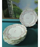 ANTIQUE LIMOGES ELITE FLORAL GOLD PETAL BORDER 6 DISH PLATES 8&quot; - $169.25 CAD