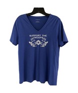 Talbots L Large Tee Shirt Women V-Neck Short Sleeve Blue Storm Trooper S... - $11.69