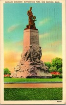 Vtg Lino Cartolina Nuovo Bedford Ma Massachusetts Barnard Monument Buttonwood Pk - £5.64 GBP