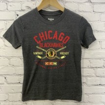 Reebok Tee T-Shirt Boys Sz S Chicago Blackhawks Gray Red  - $14.84