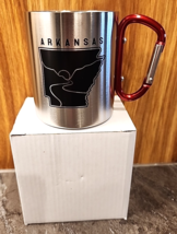 ARKANSAS Stainless Steel MUG Clip-on Metal Carabiner Red Handle Hiking C... - €7,78 EUR