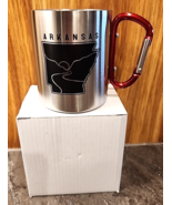 ARKANSAS Stainless Steel MUG Clip-on Metal Carabiner Red Handle Hiking C... - €7,73 EUR