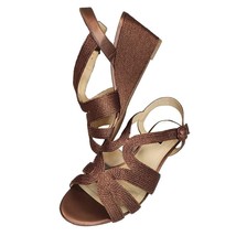Alex Marie Womens Shoes Sz 9.5 M Heels Strappy Bronze Woven Wedge Day Ev... - £15.79 GBP