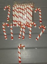 19 Vintage Christmas Candy Cane Hanging Ornaments Plastic Ribbon Set - £15.98 GBP