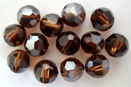 3 6 mm Swarovski 5000 Crystal Rounds--Smoked Topaz Satin - £1.20 GBP