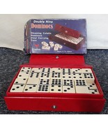 Vintage Domino By Cardinal 55 Dominoes Set Double Six In Red Vinyl Case - $475.75 MXN