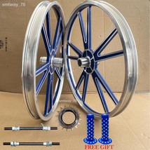 BMX Bicycle 20&quot; ALLOY 8 spork Sport Rim BLUE Complete Wheelset Hub Set-F... - $111.98