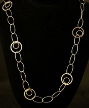 Vintage Sterling Signed 925 Milor Italy Large Rolo Flat Chain Link Necklace - £85.64 GBP