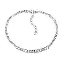 Casual Simple Sleek Curb Link Chain Sterling Silver Bracelet - £12.59 GBP