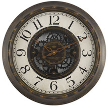 Gears 16&quot; Large Brushed Oil Rubbed Bronze Wall Round Wall Clock, Quartz ... - £27.57 GBP