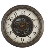 Gears 16&quot; Large Brushed Oil Rubbed Bronze Wall Round Wall Clock, Quartz ... - £27.57 GBP