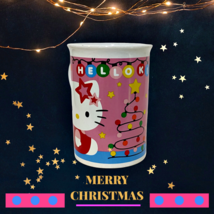 Hello Kitty Sanrio Pink Coffee Mug Christmas Tree Lights Star 2014 Holiday 8 OZ - $8.69