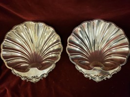 Pair of Vintage FB Rogers Silver Co Silver on Copper Clam Shell Dish Bowls 1824 - £54.17 GBP