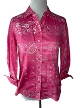 Coldwater Creek ladies petite pink white paisley floral button down shirt NEW PS - £30.32 GBP
