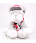 Hugfun Intl. Gray &amp; White Soft Plush Dog With Fleece Scarf &amp; Hat Stuffed... - $10.65