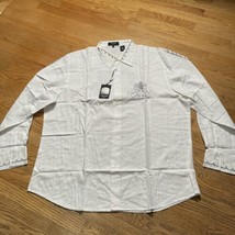 NWT Pardazzio Uomo Men White Long Sleeve Shirt Size 3XL Sewn on Graphic - $13.50