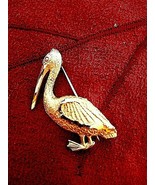Vintage  PELICAN brooch, gold color - $32.99