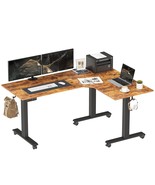 L-Shaped Electric Standing Desk, 63 Inches Triple Motor Height Adjustabl... - £474.16 GBP