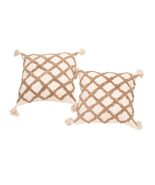 100% Cotton Boho Pillow Covers Tufted Woven16X16 Set of 2 Brown and White Cushio - $45.07