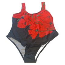 Floral One-Piece Swimsuit Size Large (8/10) Swimwear Red Flowers New - $18.00